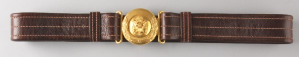 Appraisal: Brown leather general officer's belt with two piece gilt buckle