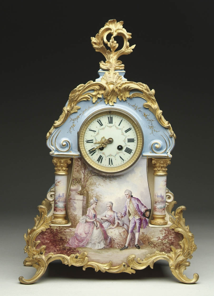 Appraisal: OUTSTANDING FRENCH PORCELAIN AND ORMOLU MANTLE CLOCK The light blue