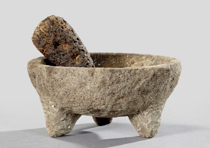 Appraisal: Pre-Columbian Maize-Grinding Bowl and Pestle fourth quarter th century each