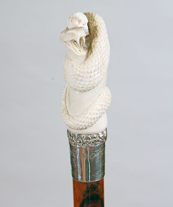 Appraisal: Stag Snake and Skull Cane Exclusive on Bidsquare Contemporary- A