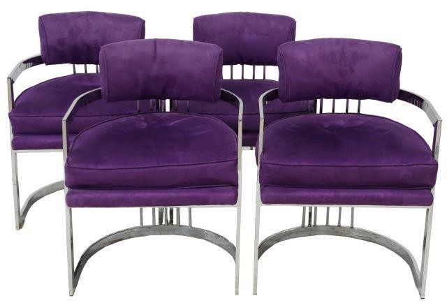 Appraisal: lot of Modernist barrel back chairs attributed to Milo Baughman