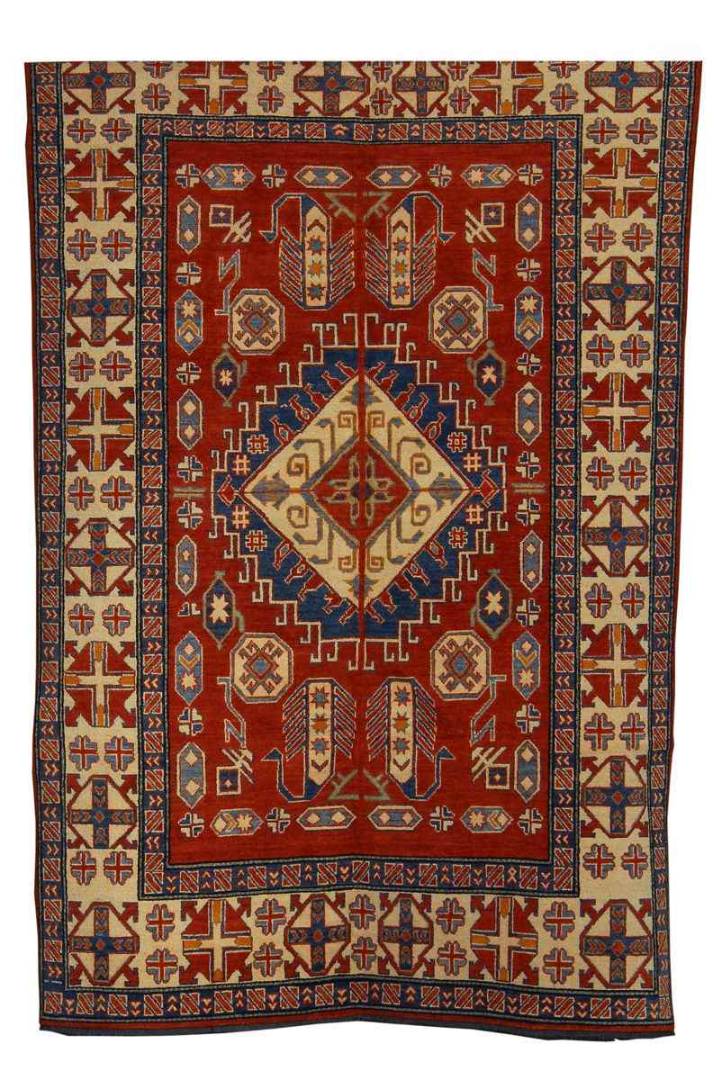 Appraisal: ORIENTAL RUG KAZAK DESIGN ' x ' '' Bright red