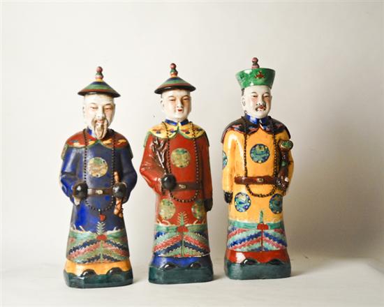 Appraisal: Three Large Chinese Porcelain Figures a Mandarin emperor and two