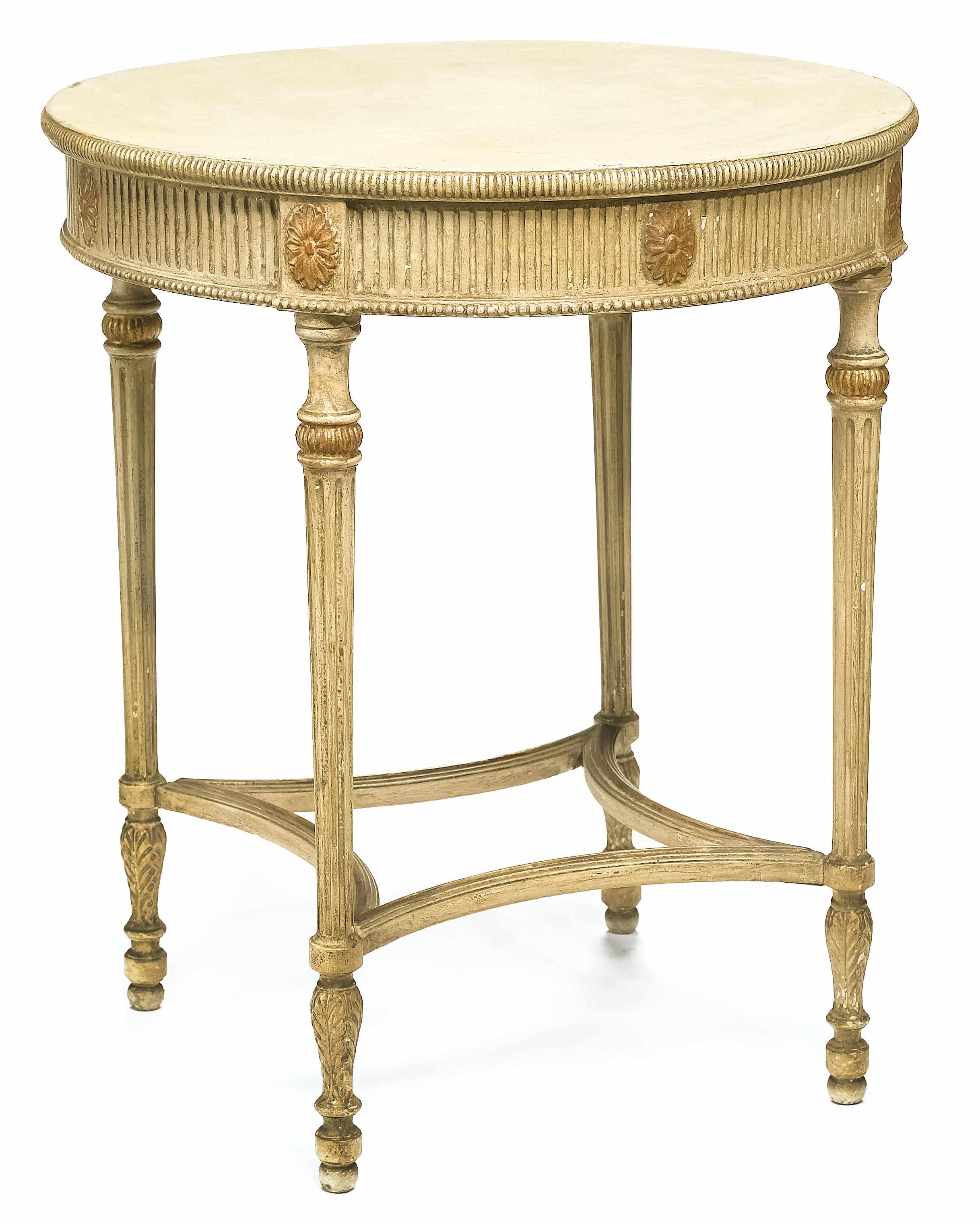 Appraisal: A George III style parcel gilt paint decorated center table