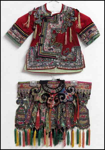 Appraisal: CHINESE EMBROIDERED VELVET CHILD'S JACKET Together with a Chinese embroidered