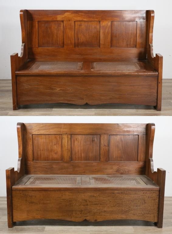 Appraisal: Two Mission Arts and Crafts style Haitian church pews st