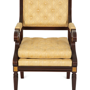 Appraisal: A French Empire Style Mahogany and Parcel Gilt Fauteuil th