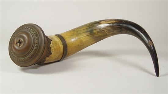 Appraisal: Victorian German Ox Horn With copper band and cap Grape