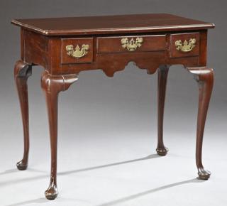 Appraisal: English Carved Mahogany Queen Anne Style Lowboy e English Carved