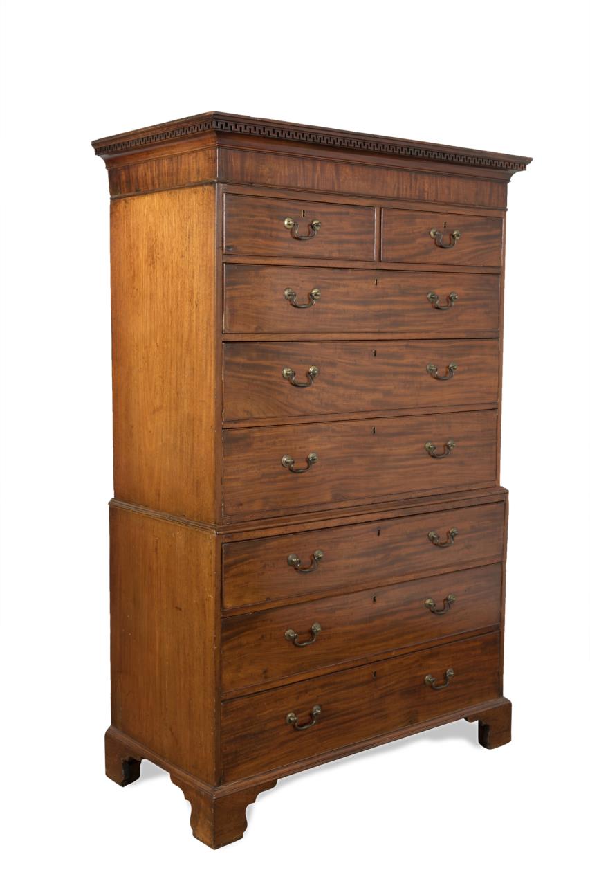 Appraisal: GEORGE III MAHOGANY CHEST ON CHEST English George III mahogany