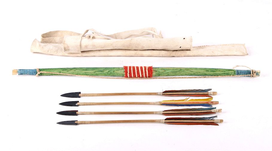 Appraisal: Sioux Indian Child's Bow Arrow With Quiver s Featured in