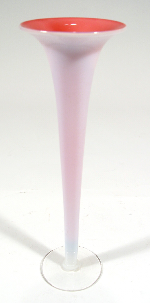 Appraisal: Victorian pink and white opaque glass trumpet shaped vase cm