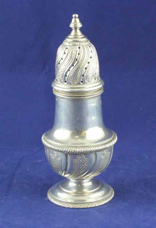 Appraisal: A 's Irish silver sugar caster of baluster form with