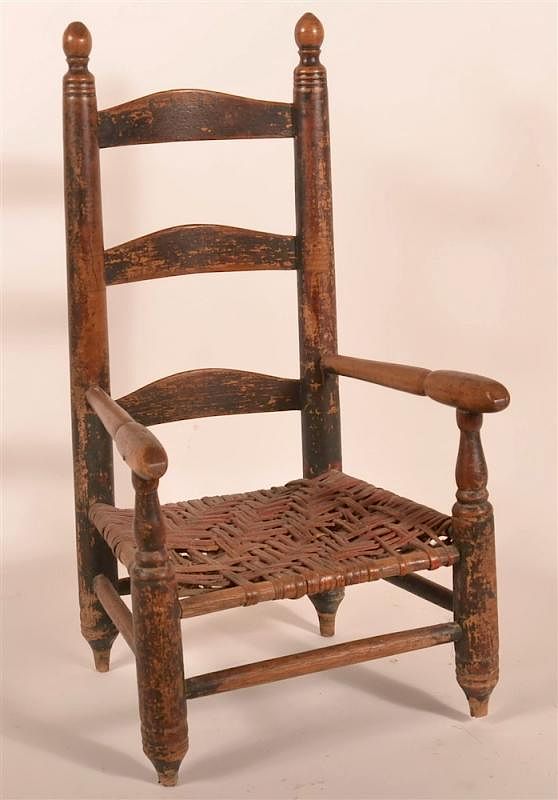 Appraisal: American Early th C Ladder Back Child's Chair American Early