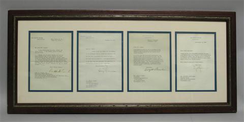 Appraisal: FOUR SIGNED PRESIDENTIAL LETTERS SIGNED AS PRESIDENT Each addressed to