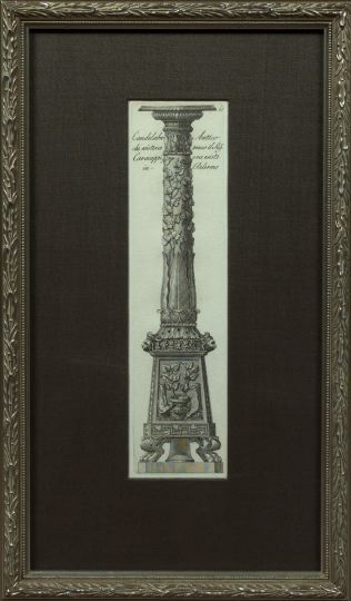 Appraisal: After Giovanni Battista Piranesi Italian - Candelabra trio of engraved