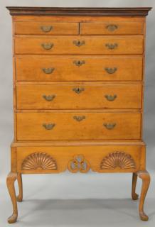 Appraisal: Queen Anne maple chest on frame two over four drawers