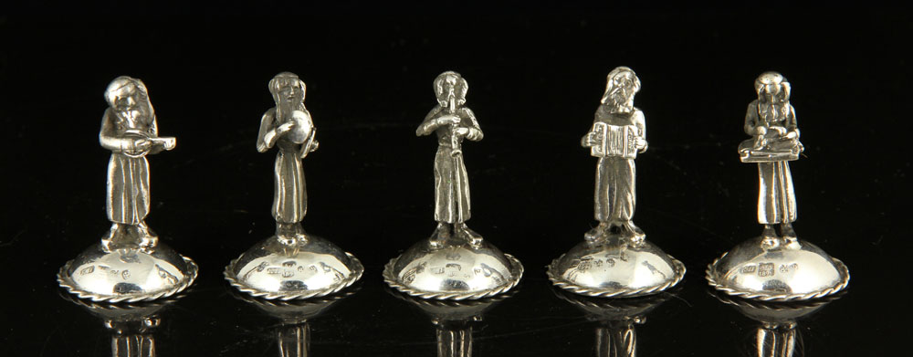 Appraisal: - Figures Russian Silver Judaica Kleizmer Orchestra Set of five