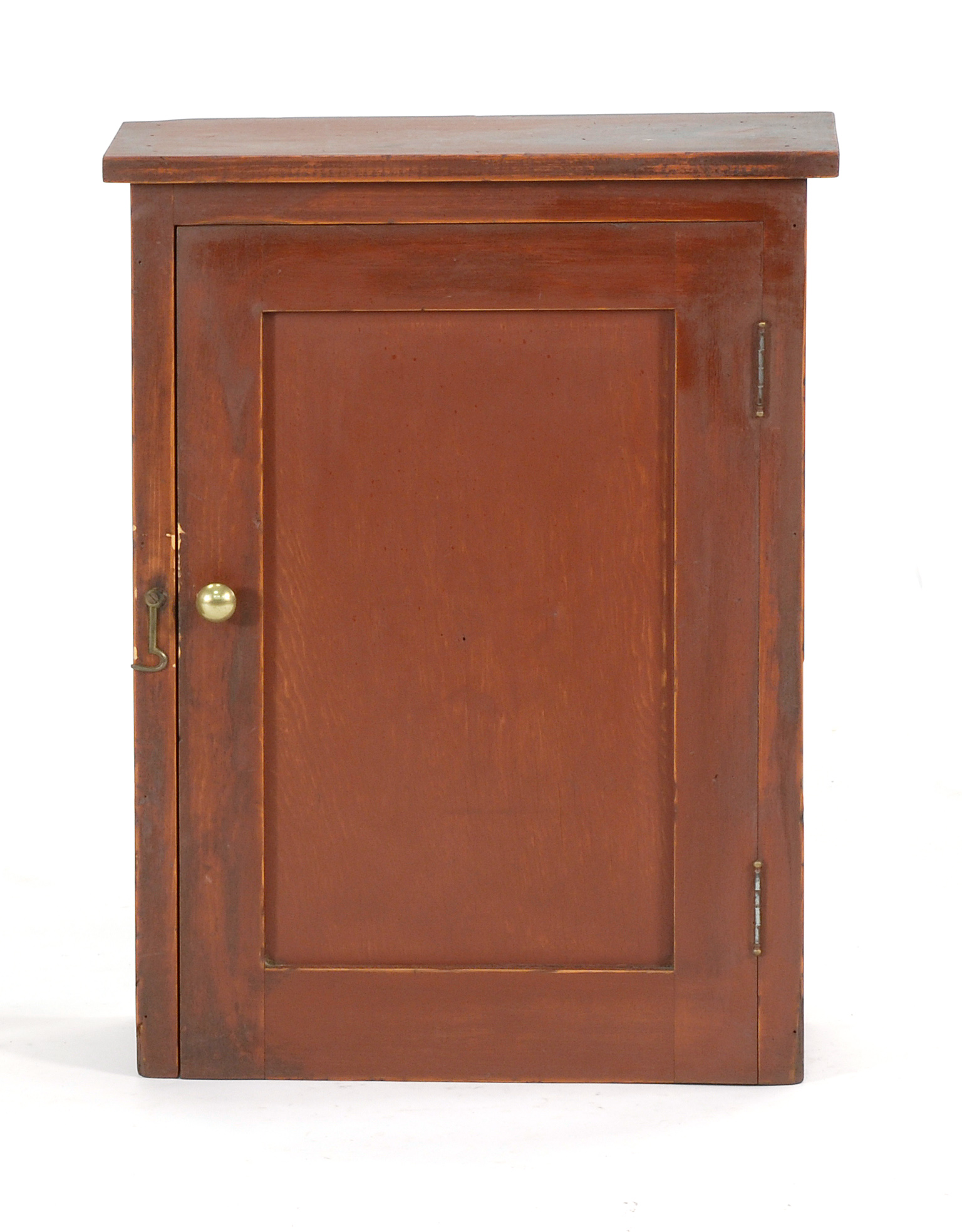 Appraisal: LATE TH CENTURY WALL CUPBOARD in old red wash finish