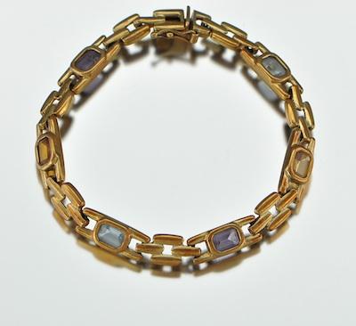 Appraisal: An Italian k Gold and Gemstone Bracelet k yellow gold