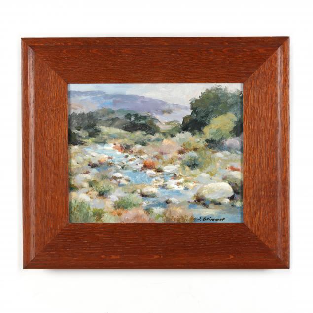 Appraisal: JEROME GRIMMER AMERICAN B LANDSCAPE WITH CREEK Oil on canvas