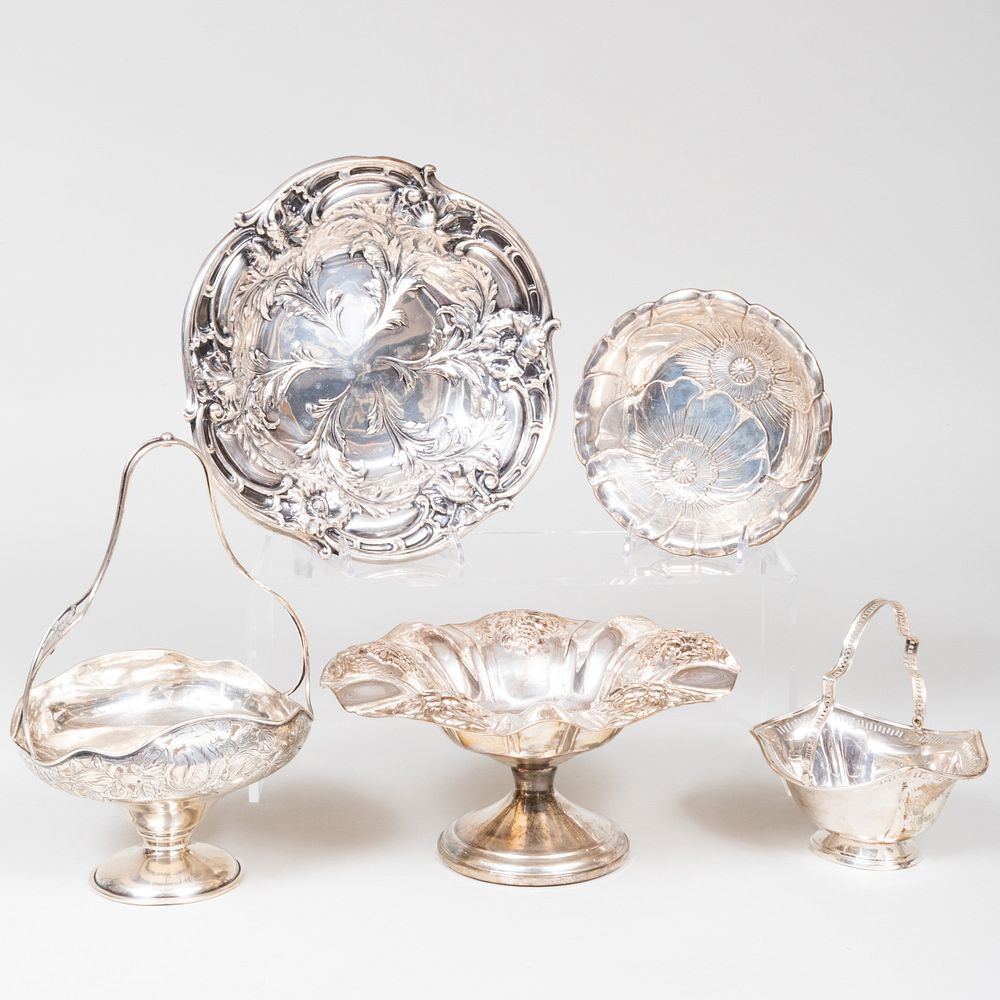 Appraisal: Group of Silver Baskets and Dishes Each marked 'Sterling' A