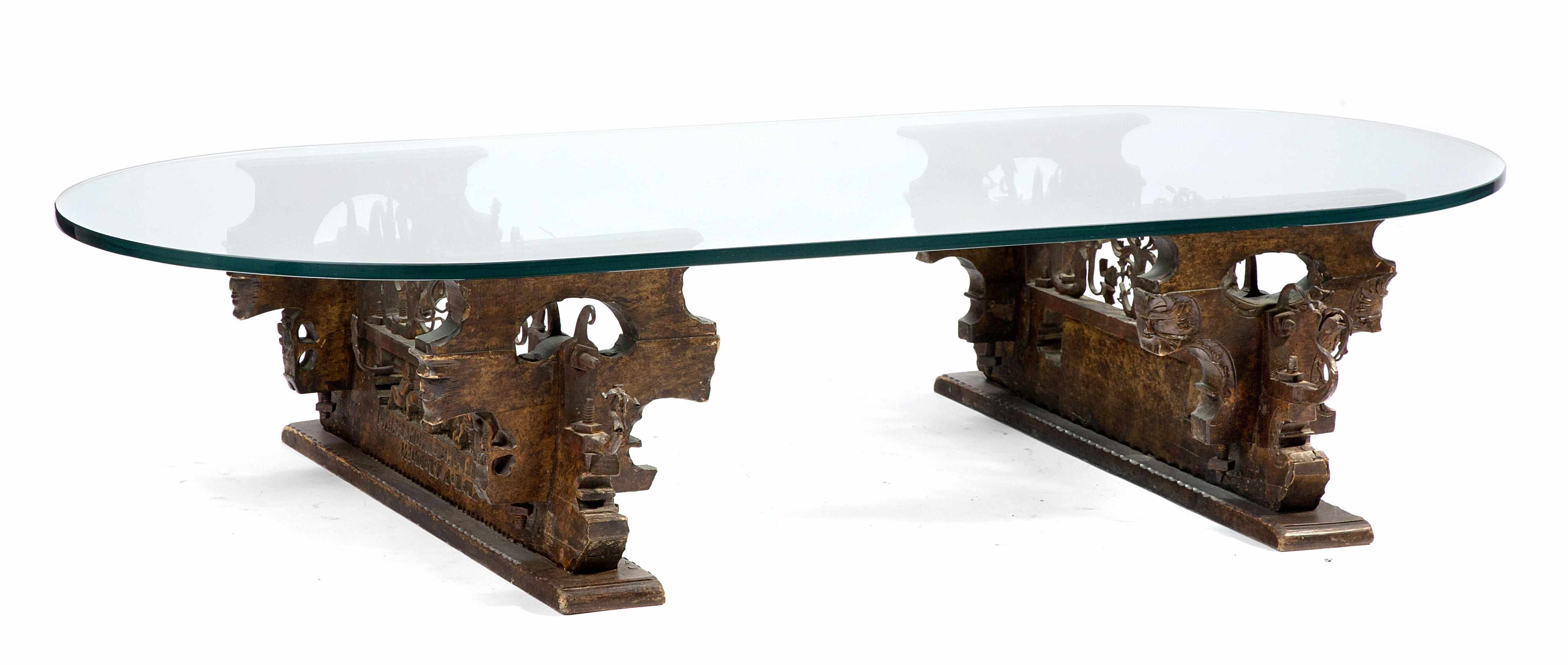 Appraisal: A Sicilian cart axle mounted as a low table height