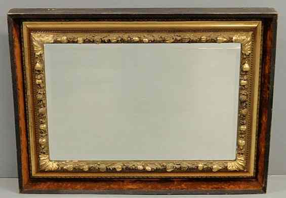 Appraisal: Large black and gilt molded picture-framed mirror late th c