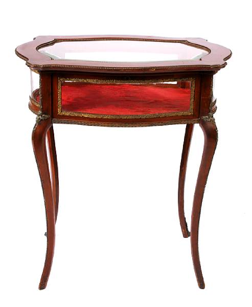 Appraisal: A Louis XV style gilt-bronze mounted mahogany vitrine table height