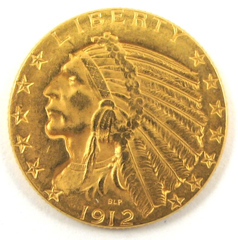 Appraisal: U S FIVE DOLLAR GOLD COIN Indian head type -P