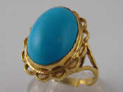 Appraisal: A carat gold turquoise ring turquoise approx x mm ring