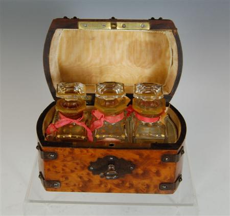 Appraisal: A th century burr elm perfume box of shaped rectangular