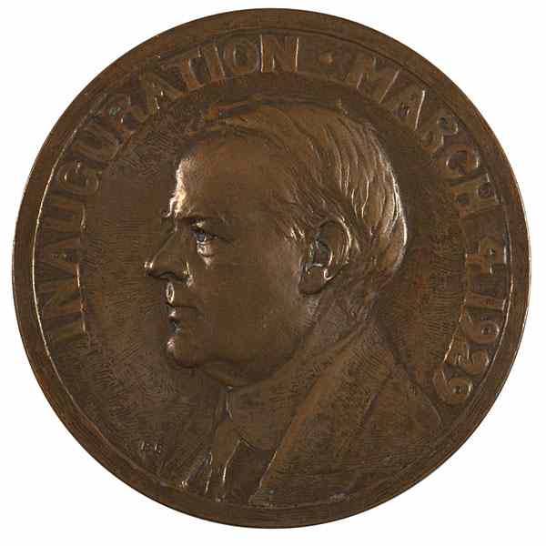 Appraisal: Herbert Hoover Official Inaugural Medal Bronze medal in dia The