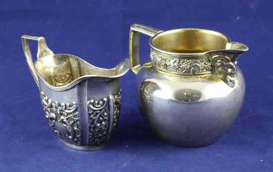 Appraisal: A George V parcel gilt silver cream jug of bulbous