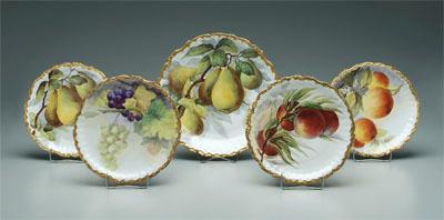 Appraisal: Limoges fruit set shallow serving bowl - in with four