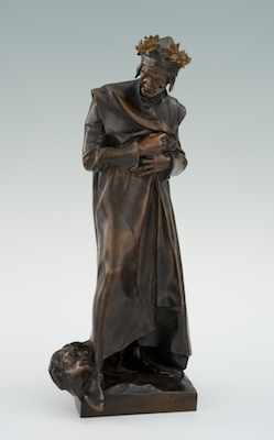 Appraisal: Jean-Paul Aube French - Dante Cast bronze with brown patina