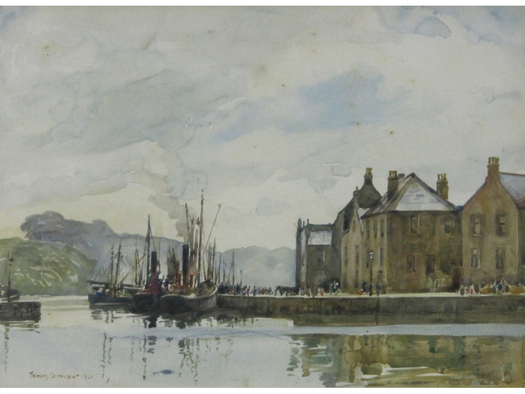 Appraisal: JAMES GILMOUR fl - Watercolour harbour scene signed and dated