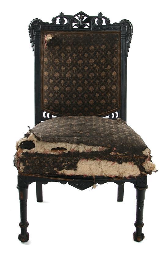 Appraisal: n American Carved and Ebonized Side Chair late th century