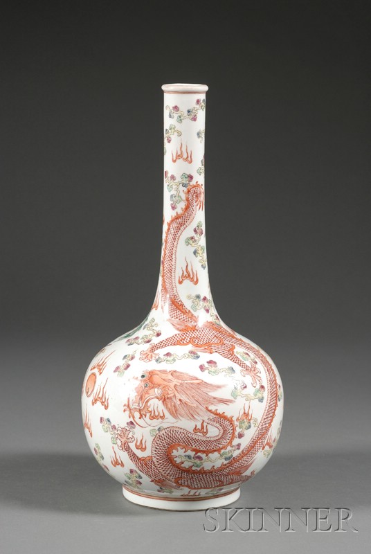 Appraisal: Porcelain Bottle Vase early th century famille rose and iron