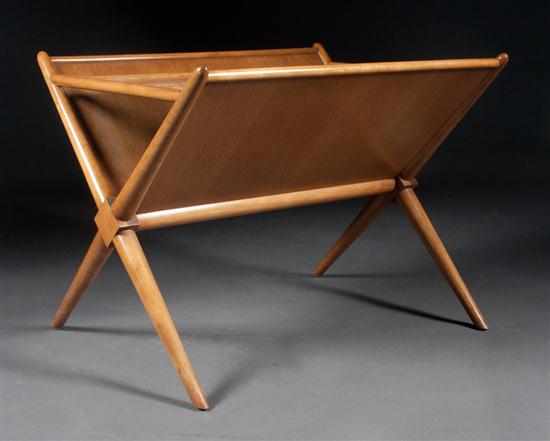 Appraisal: T H Robsjohn-Gibbings cherrywood magazine rack by Widdicomb circa Estimate