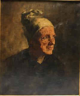 Appraisal: Theodule Augustin Ribot French Portrait of elderly woman oil on