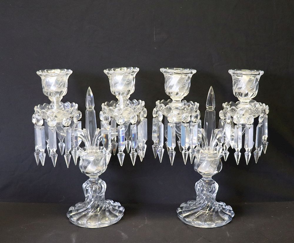 Appraisal: BACCARAT Pair Of Glass Girondelles From a Stamford CT estate