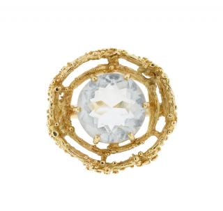 Appraisal: AN AQUAMARINE RING KARAT YELLOW GOLD AN AQUAMARINE RING KARAT