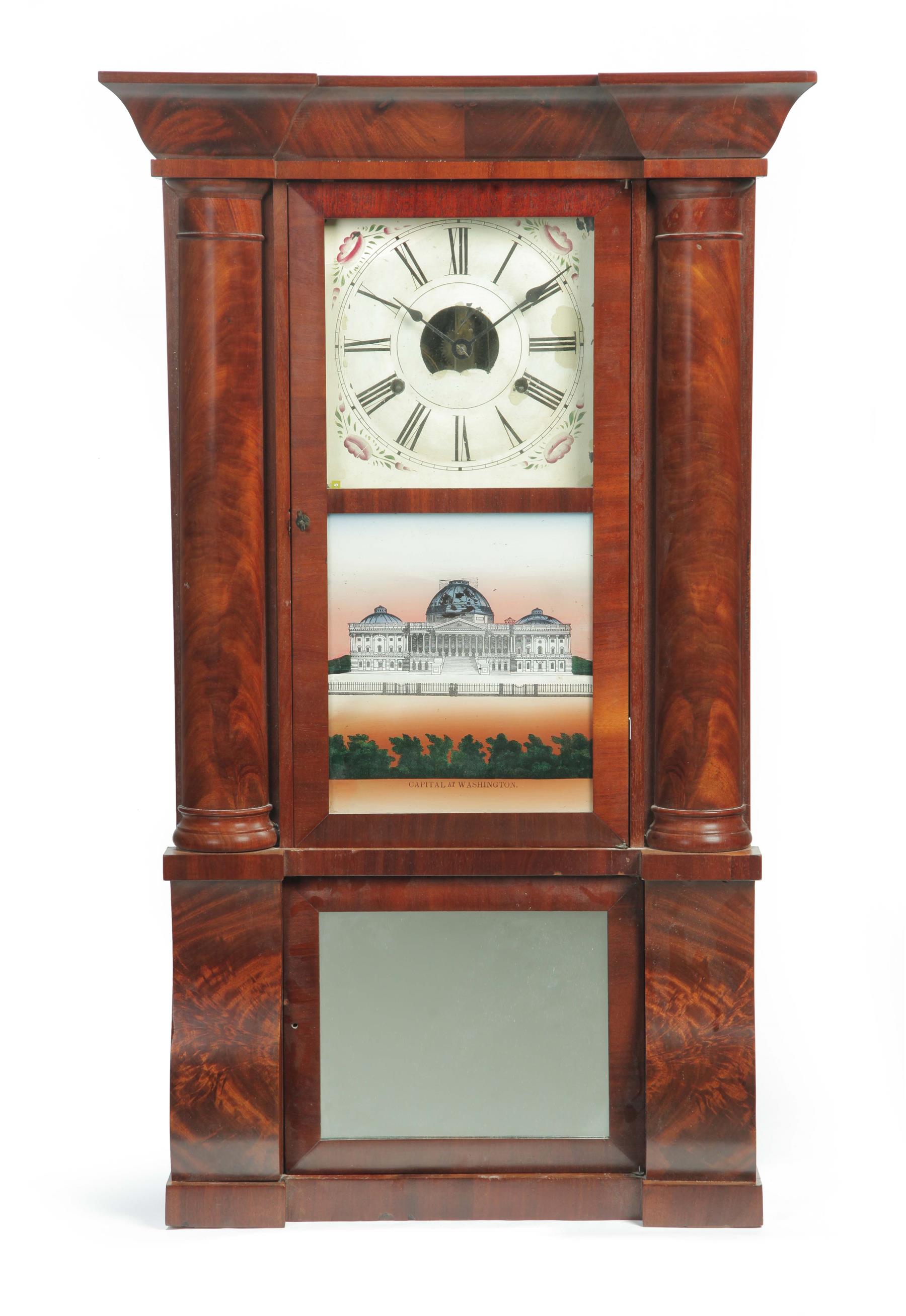 Appraisal: BIRGE PECK CO TRIPLE-DECKER MANTEL CLOCK Bristol Connecticut mid th