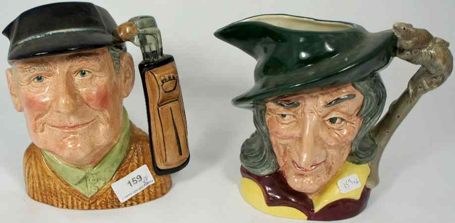 Appraisal: Royal Doulton Large Character Jugs Golfer D and Pied Piper