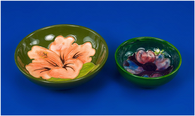 Appraisal: Two Small Moorcroft Bowls One Hibiscus pattern and the other