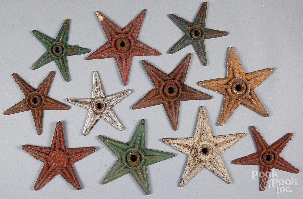 Appraisal: Ten painted iron architectural stars th c Eleven painted iron