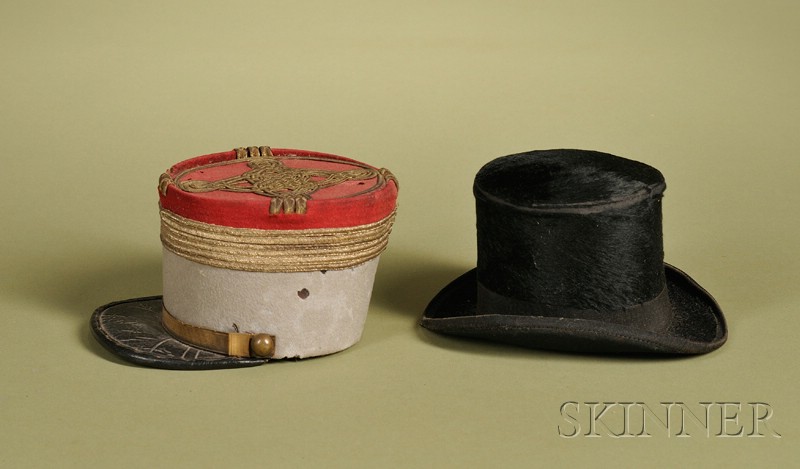 Appraisal: Two Doll Gentleman's Hats mid- th century a beaver skin