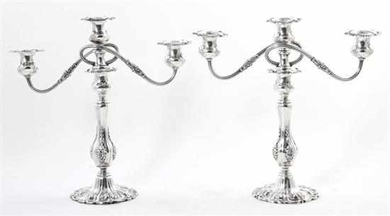 Appraisal: Pair Reed Barton Francis I sterling three-light candelabra ornate weighted