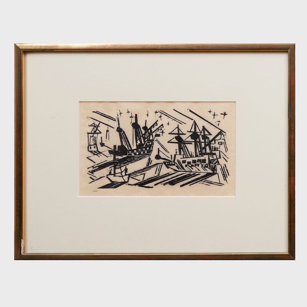 Appraisal: Lyonel Feininger - Schiffe und Sterne Woodcut in black on